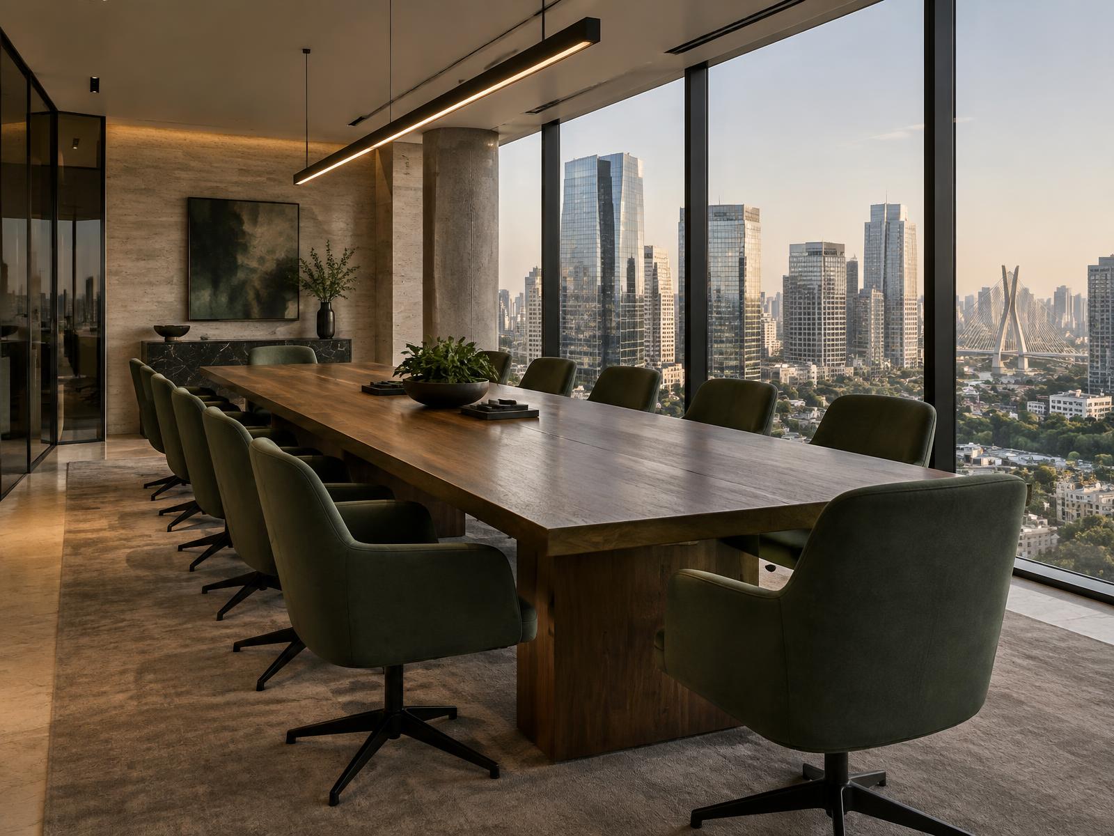 Sala de reunião executiva com vista para São Paulo
